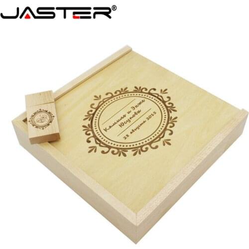 JASTER custom photo graphe wedding logo 170*170*30mm Photo Wood Box USB 2.0 4GB 8GB 16GB 32GB Pen drive