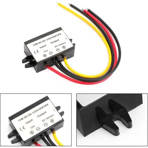 Areyourshop Waterproof 3A DC DC Converter 12V Step Down to 5V Car Power Supply Module