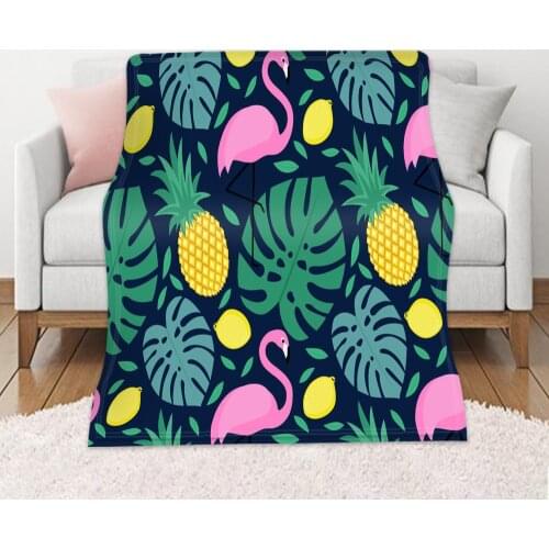 Winter Body Keep Warm Blanket Green Plants Flower Pattern Living Room Sofa Bedroom Bed Nap Thicken Printed Flannel Large Blanket