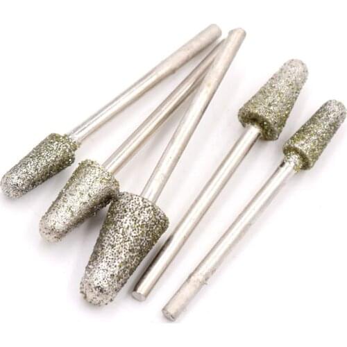 1pcs 3mm shank Bullet Diamond Grinding Head Coated Mounted Bit Burr 60 Grit for Stone Dremel Rotary Tool Accessories
