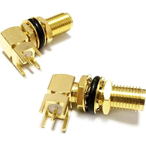 1PC brand new SMA female jack nut RF coaxial cable connector O-ring PCB mounting right angle gold-plated adapter