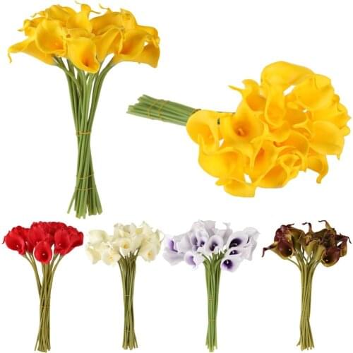 10Pcs/lot Artificial Flower Decorative Flowers Calla Lily Latex Home Decoration Birthday Party Wedding Bouquet Flowers