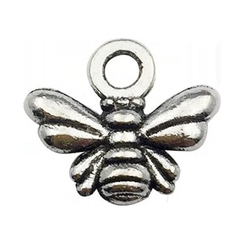 10pcs New Retro Accessories Bee Pendant Silver Plated Bronze Gold Pendants Antique Jewelry Making DIY Handmade Craft Wholesale