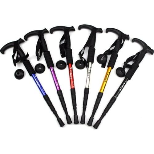 100pcs/lot Adjustable Alpenstock AntiShock Trekking Outdoor Hiking Walking Stick Rod Pole 51cm-110cm 6 colors available