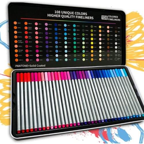 108 Fineliner Pens Colored Fine Tip Markers 0.4 mm Fine Point Pens Felt Tip Pens
