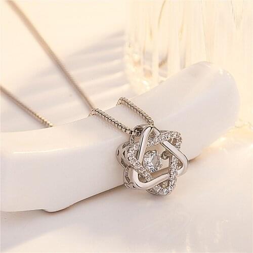 2021 Beating Six Pointed Star Pendant Necklace For Women Fashion Rose Gold Girl Simple Clavicle Chain Pendant Jewelry Gift