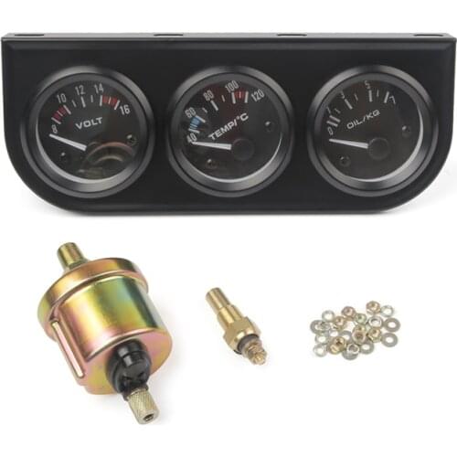 52MM 3 In 1 Volt meter+water temp gauge+Oil Pressure Gauge Kit Volt meter Or Oil Temperature Gauge Triple