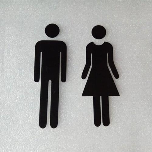 3D Mirror Toilet Wall Sticker Man Women Sign Washroom Removable Decal Art Wall Sticker Home Decor