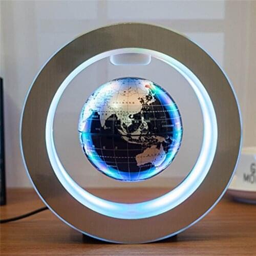 4 Inch Round LED Luminous Rotation Earth Magnetic Levitation Geostrophic Night Light World Map School Office Home Decoration