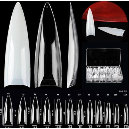 500pcs XXL Fake Nails Half Cover Long Flexible Pointy Stiletto False Nail Tips Clear Ivory Salon Fingernail DIY