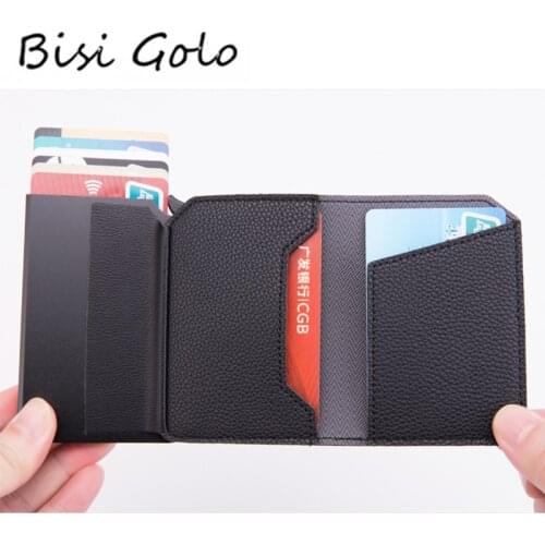 BISI GORO 2020 Anti-theft Smart Wallet Carbon Fiber Credit Card Holder RFID Pop-up Clutch Multi Men and Women Unisex Card Case