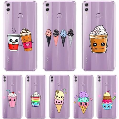 Ice Cream Back Cover For Huawei Honor 7 7S 7X 7A 7C Pro 10 9 8 8X MAX Soft Silicone Phone Case For Huawei Honor 7 8 9 10 Lite