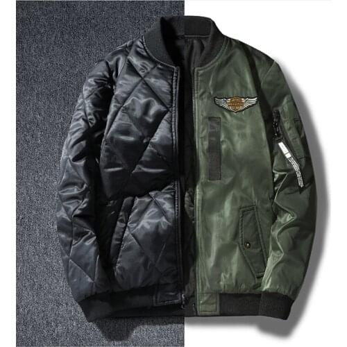 Reversible Bomber Jacket Men Cotton Liner Windproof Jackets for Male Motorcycle MA-1 Pilot Jacket Plus Size 6XL 7XL