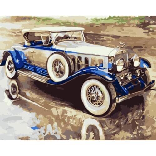 Painting By Numbers DIY Dropshipping40x50 60x75cm Classic car in the water Still life Canvas Wedding Decoration Art picture Gift