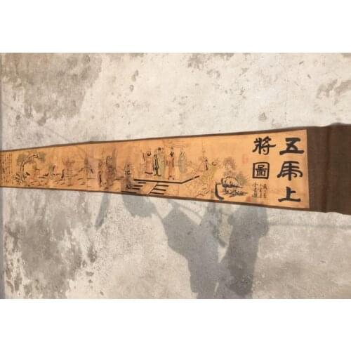 China archaize Long curly Five generals Calligraphy painting