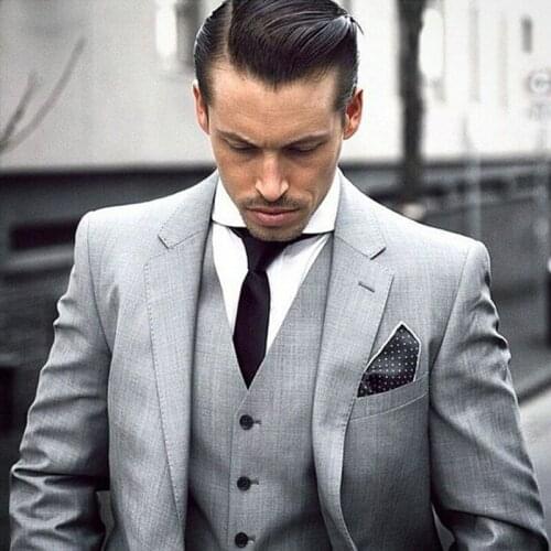 ANNIEBRITNEY Grey 3 Piece Slim Fit Men Fashion Suit Cutsom Groom Wedding Tuxedo Prom Wedding Tailor Made Men Suit With Pants