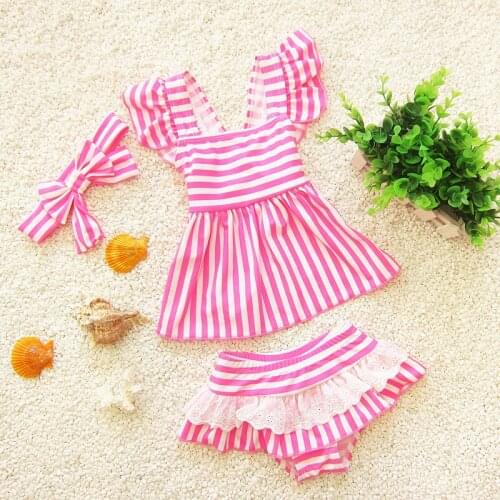 Girls Swim Wear Swimsuits Separate Swimwear For Children Mermaid Swimsuit For Kids Striped Toddler Girls Bathing Suits Tankini