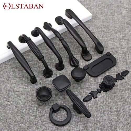 LSTABAN Cabinet Handles For Suitcases Black Solid Aluminum Alloy Door Knobs And Kitchen Cupboard Pulls Drawer Furniture Hardware