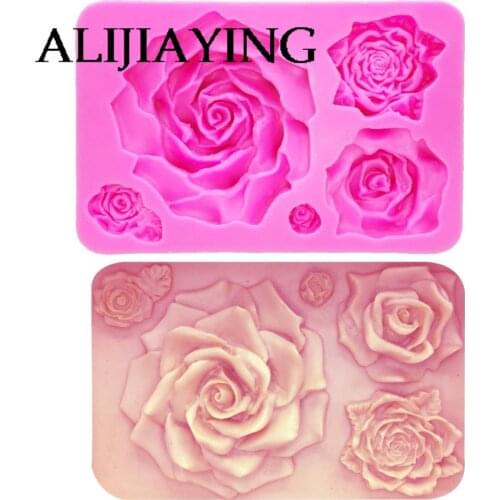 M0757 Rose Flower Silicone Mold Fondant Cake Chocolate Sugarcraft Mold DIY Cake Decorating For Making Flowers