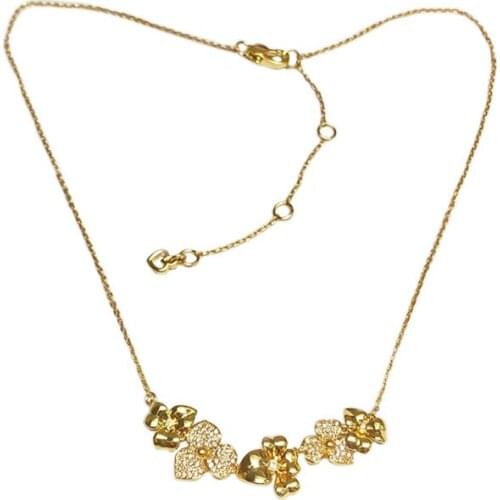 Five flowers shiny flower metal compact necklace