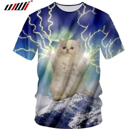 UJWI Tee shirt Man Fashion O Neck T shirts 3D Printed Flash and cats personality 6XL Habiliment Homme Spring T shirt