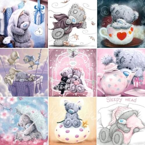 5D DIY Diamond Painting Full Square Cartoon Patch Bear Kit Diamond Embroidery Mosaic Crystal Picture Home Decoration