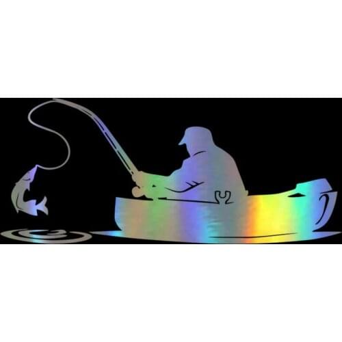 Car Sticker Viny 15.2*6.5CM Fashion Fisherman Fishing On Board Funny 3D Stickers and Decals Bumper Rear Sticker On Car Styling