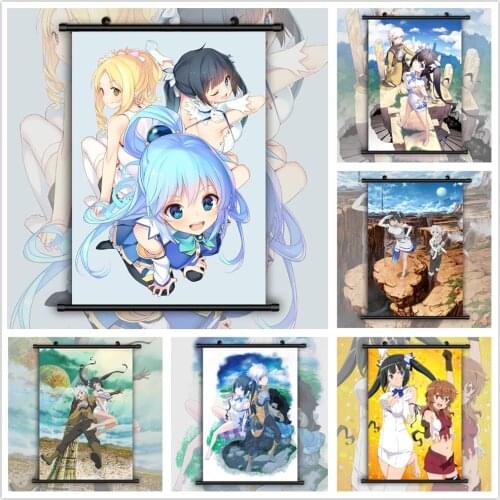 Poster Canvas Print Paintings Danmachi Hestia Bell Cranel Wall Art Picture Animation Home Decor Mural Plastic Hanging Scrolls