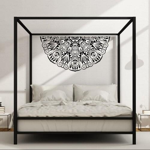 Half Mandala Flower Wall Decal Master Bedroom Vinyl Headboard Hippie Style Stickers Bohemian Removable Zen Art DIY Decor SYY600