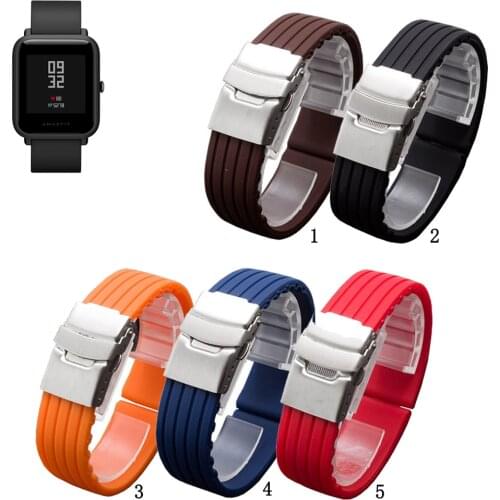 20mm 22mm Soft Silicone Band Rubber Watch Strap for Huami Amazfit Bip Lite Bip S U for GTS 2 GTR 42mm Replacement band strap