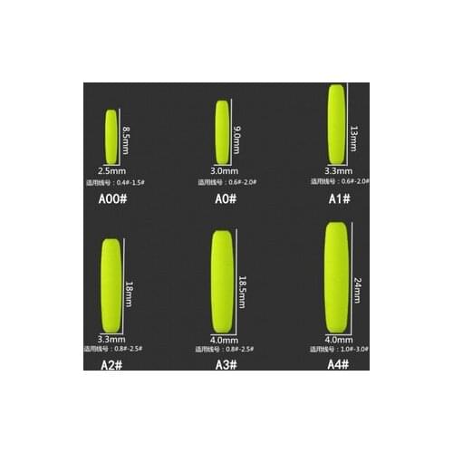 High quality 60 Packs Yellow Fishing Float 00#-4# Seven-star Beans Cylinder Night Fishing Float Fishing Tackle Accessories A376