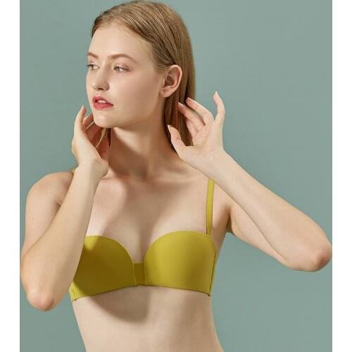 Wasteheart New Women Fashion Yellow Blue Wireless Sexy Bras One-Piece Bras Bralette Underwear Seamless Female Bras A B Half Cup