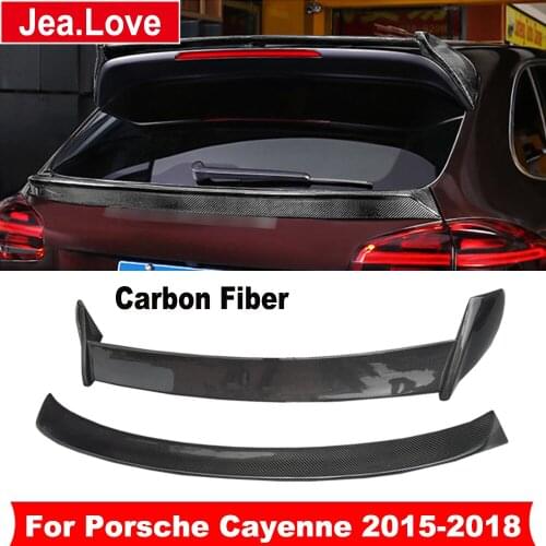 Real Carbon Fiber Material Rear Spoiler Tail Roof Wing Trunk Wing Spoiler Car Body Kit For Porsche Cayenne 2015-2018 Car Styling
