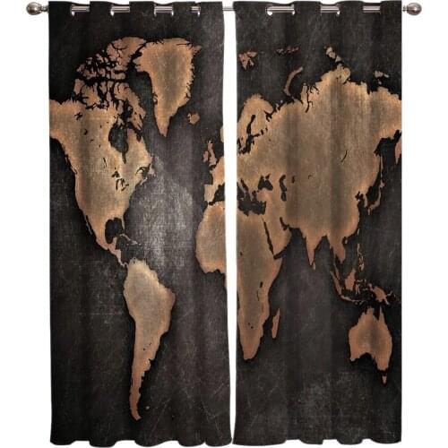 Retro World Map Room Curtains Large Window Curtains Kids Room Kitchen Curtain Living Room Party Decoration Home Decor Drapes