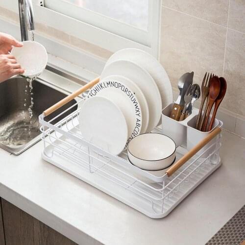 Iron Kitchen Dish Drying Rack Tableware Drainer Storage Basket Shelf Forks Bowl Plate Dishes Holder Drainer Sink Organizer