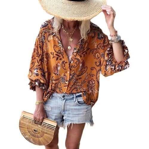 Spring Summer Woman Tops V-neck Casual European Style Female Shirt Blouse Ladies Tops Korean Fashion Shirts