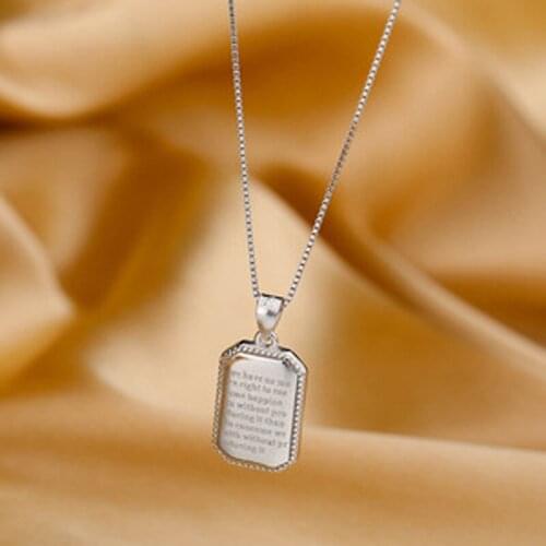 Fashion Square Brand Retro Pendant Necklace 925 Silver Chain Choker Necklaces For Women Jewelry Gift