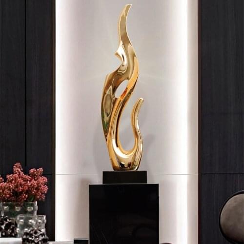GOLD SILVER RESIN DESKTOP DECOR ABSTRACT SCULPTURE LIVING ROOM TV CABINET FURNISHINGS HOTEL LOBBY ART ELECTROPLATING ORN R3969