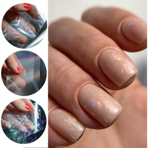 1Pcs Transparent Starry Nail Foil Stickers Broken Glass Firework Round Dots Style Sticker for Nail Art Transfer Foil Beauty Tool