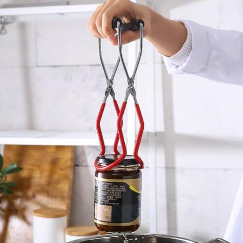 1Pcs Canning Jar Lifter Tongs Stainless Steel Jar Lifter with Grip Handle Wide Mouth Clip to Lift Jars Can Home kitchen Tool