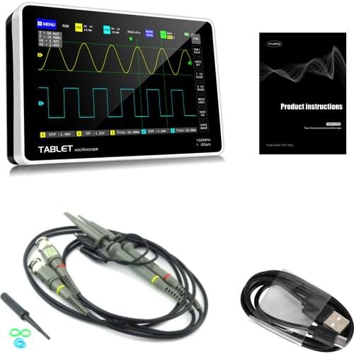 1013D 2 Channels 100MHz*2 Band Width 1GSa/s Sampling Rate Oscilloscope with 7 Inch Color TFT High Definition LCD Touching Screen