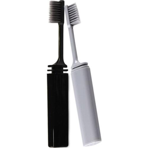 2 PCS Folding Charcoal Soft Toothbrush Dental Care Toothbrush Brush Oral Care Teeth Whitening Low-carbon Eco-friendly For Adults