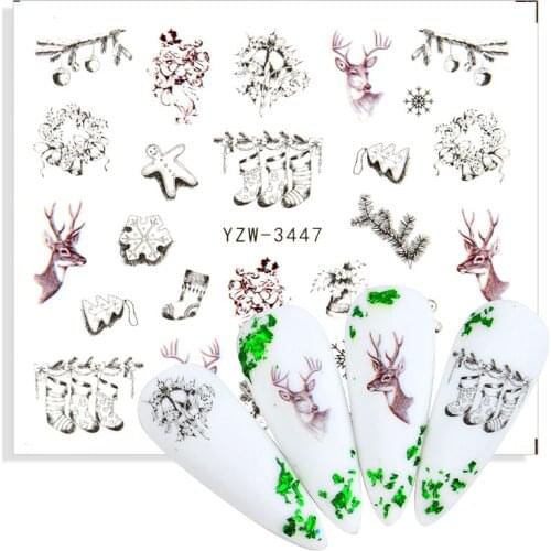 2021 Winter New Arrival Christmas New Year Nail Art Water Transfer Sticker Decor Slider Decal DIY Manicure Tool