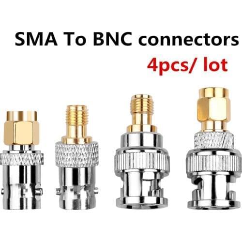 4pcs/lot BNC To SMA Connectors Type Male Female SMA To BNC connector RF Connector Adapter Test Converter Kit Transmission Cables