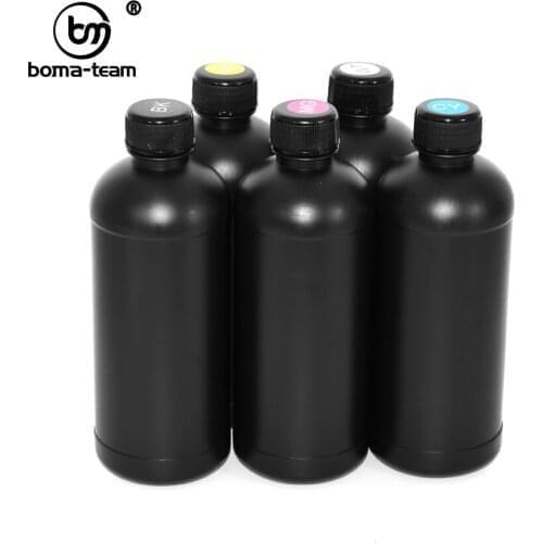500ml BK C M Y W Flatbed UV Curable ink For Epson R1900 R2000 1390 4880 LED UV Rigid Ink Printing with wood glass ceramics metel