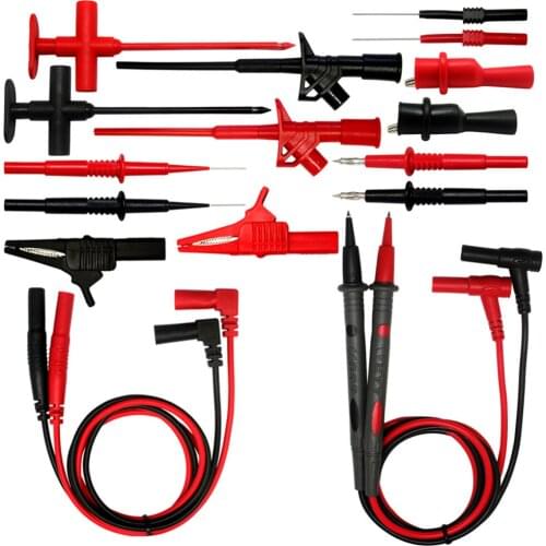 AideTek Automotive 9-in-1 silicone test leads kit Insulation Piercing test clip crocodile clips up to32A for multimeter TLP20169