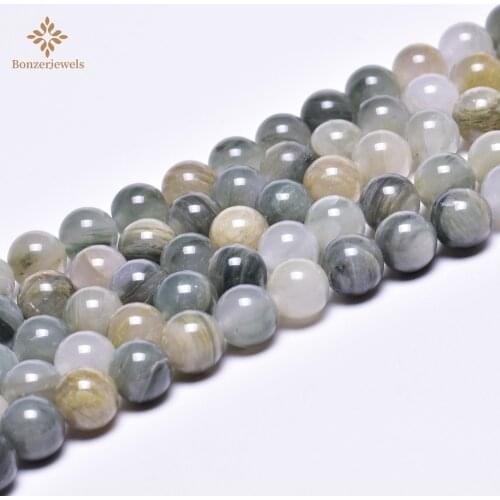 Natural Hot Sale Stone Green Line Jaspers Round Loose Spacer Beads 15" Strand 4 6 8 10 12 MM Size For Jewelry Making Bracelets