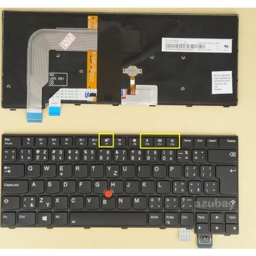 Czech Keyboard for Lenovo Thinkpad T470S, T460S, 13 Gen 1, 13 Gen 2, 01EN731 01EN690 Backlit, Black with Black Frame
