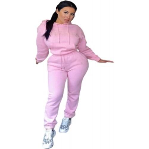 European American new two piece suit Urban casual womens casual fashion hooded sweater direct tribute autumn winter pants suit