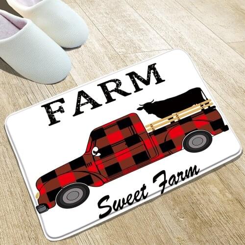 Farm Cars Bath Mat Red Black Orange Blue Kitchen Toilets Front Hall Welcome Mats Flannel Non-Slip Rugs Washable Home Decoration